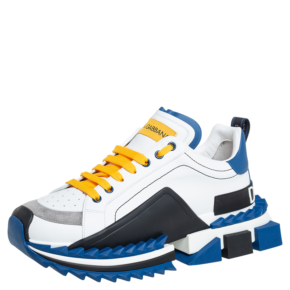 Pre-owned Dolce Gabbana Multicolor Leather Super King Low Top