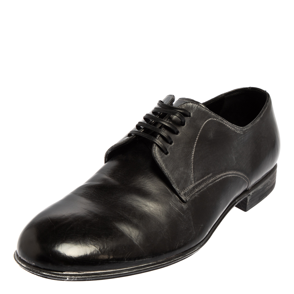 Pre-owned Dolce & Gabbana Two Tone Leather Lace Up Derby Size 42.5 In Black