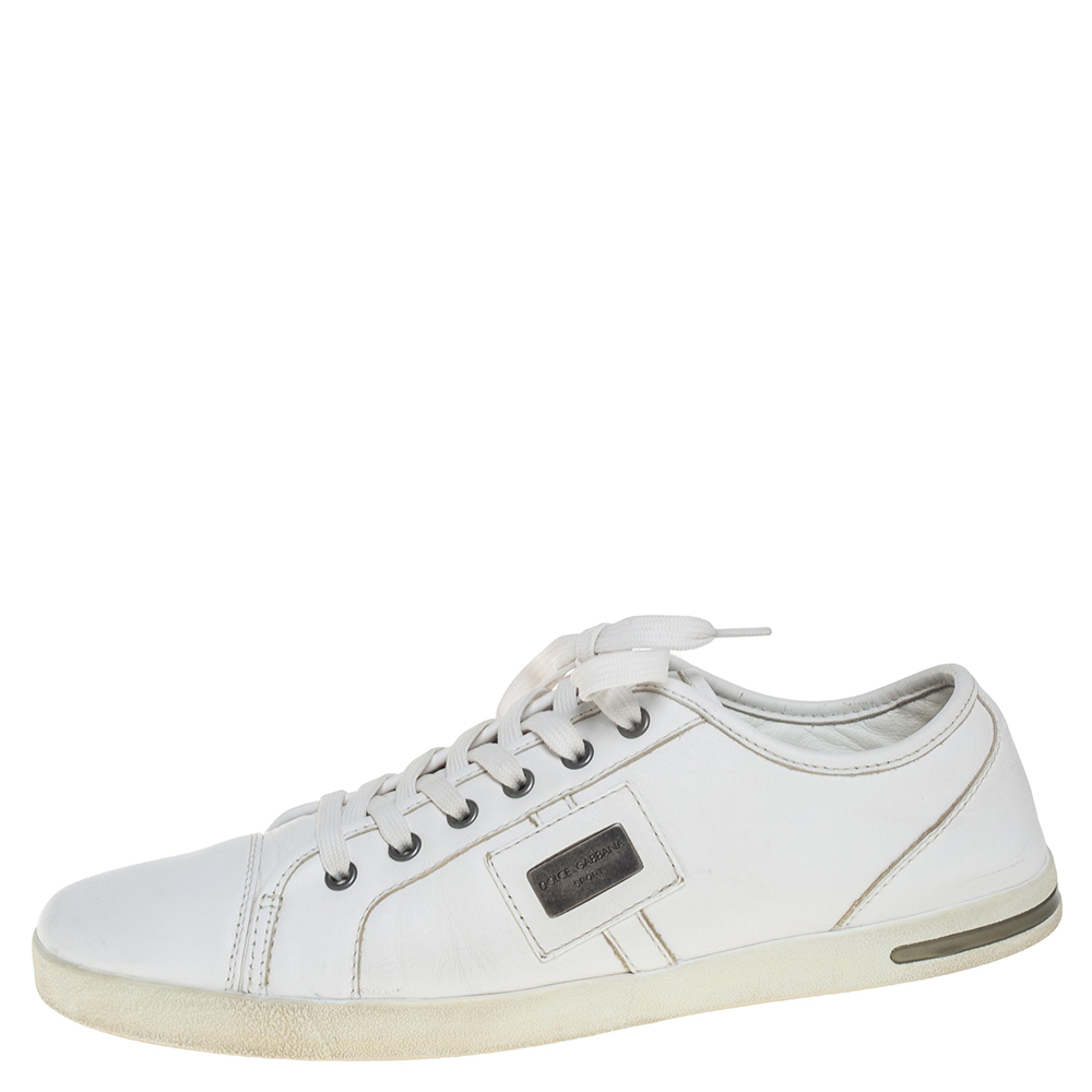 

Dolce & Gabbana White Leather Low Top Sneakers Size
