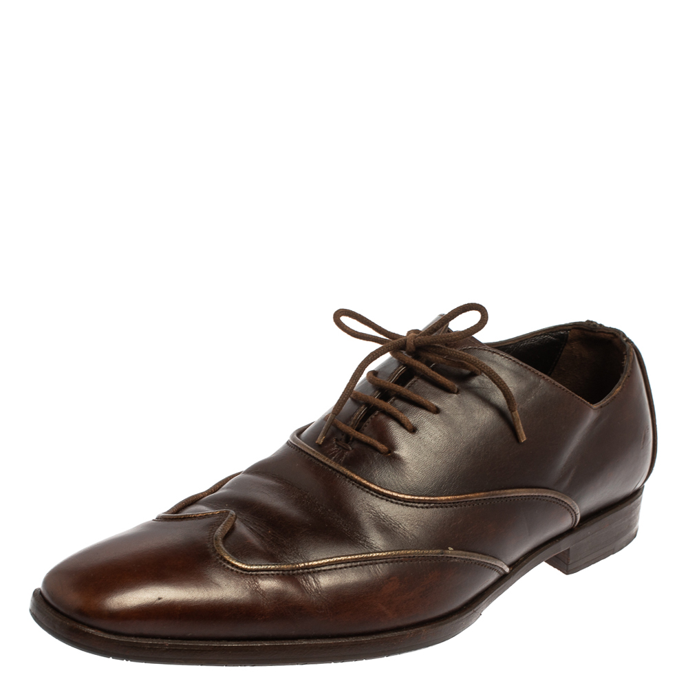 Pre-owned Dolce & Gabbana Brown Leather Oxford Size 40