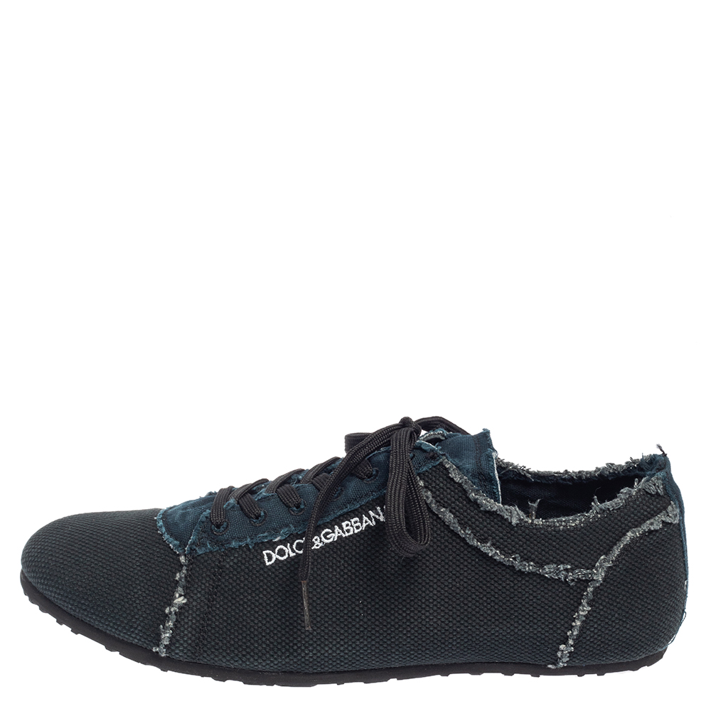 

Dolce & Gabbana Blue Denim and Canvas Lace Up Sneakers Size