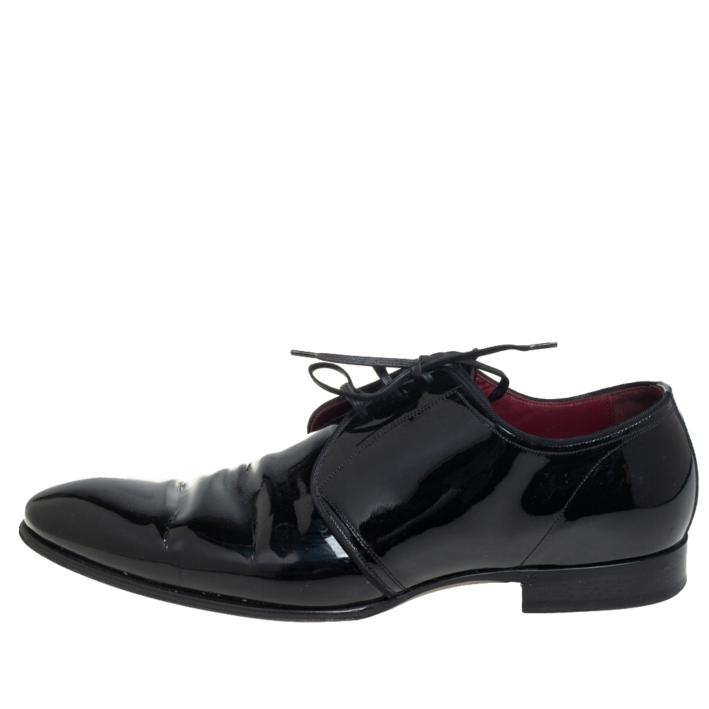 

Dolce & Gabbana Black Patent Leather Lace Up Derby Size