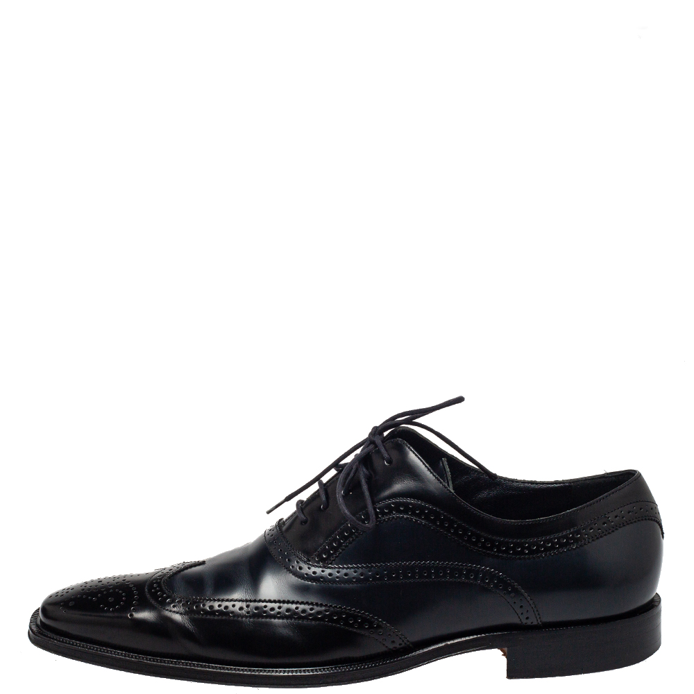 

Dolce & Gabbana Two Tone Brogue Leather Cap Toe Lace Up Oxford Size, Black