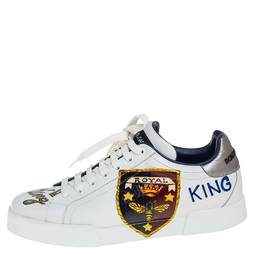 

Dolce & Gabbana White Leather Portofino Royal Sneakers Size