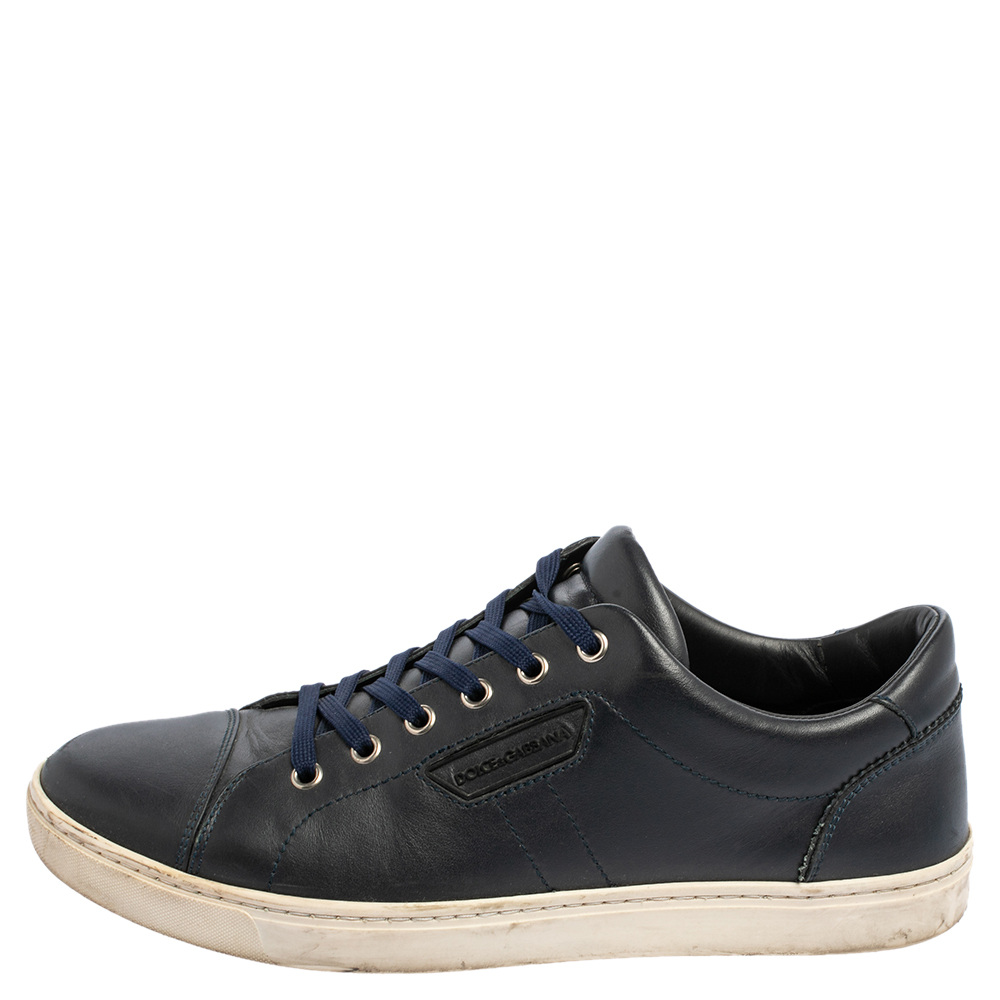 

Dolce & Gabbana Blue Leather Low Top Sneakers Size