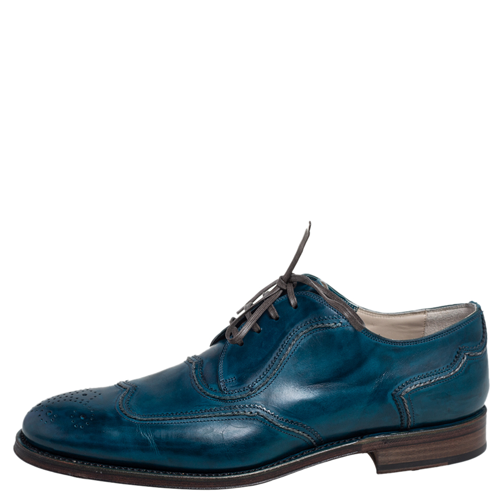 

Dolce & Gabbana Blue Brogue Leather Lace Up Oxford Size