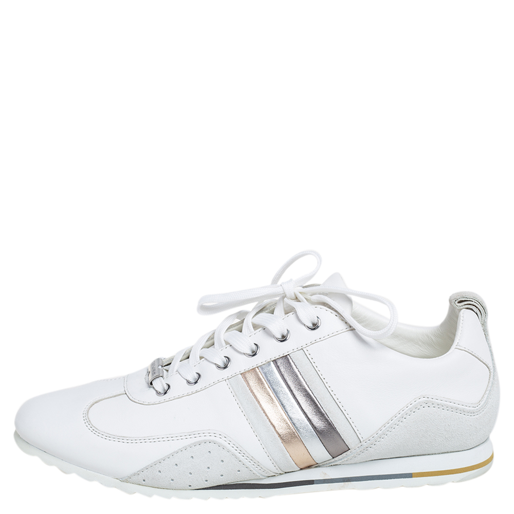 

Dolce & Gabbana White Leather and Suede Lace Up Low Top Sneakers Size