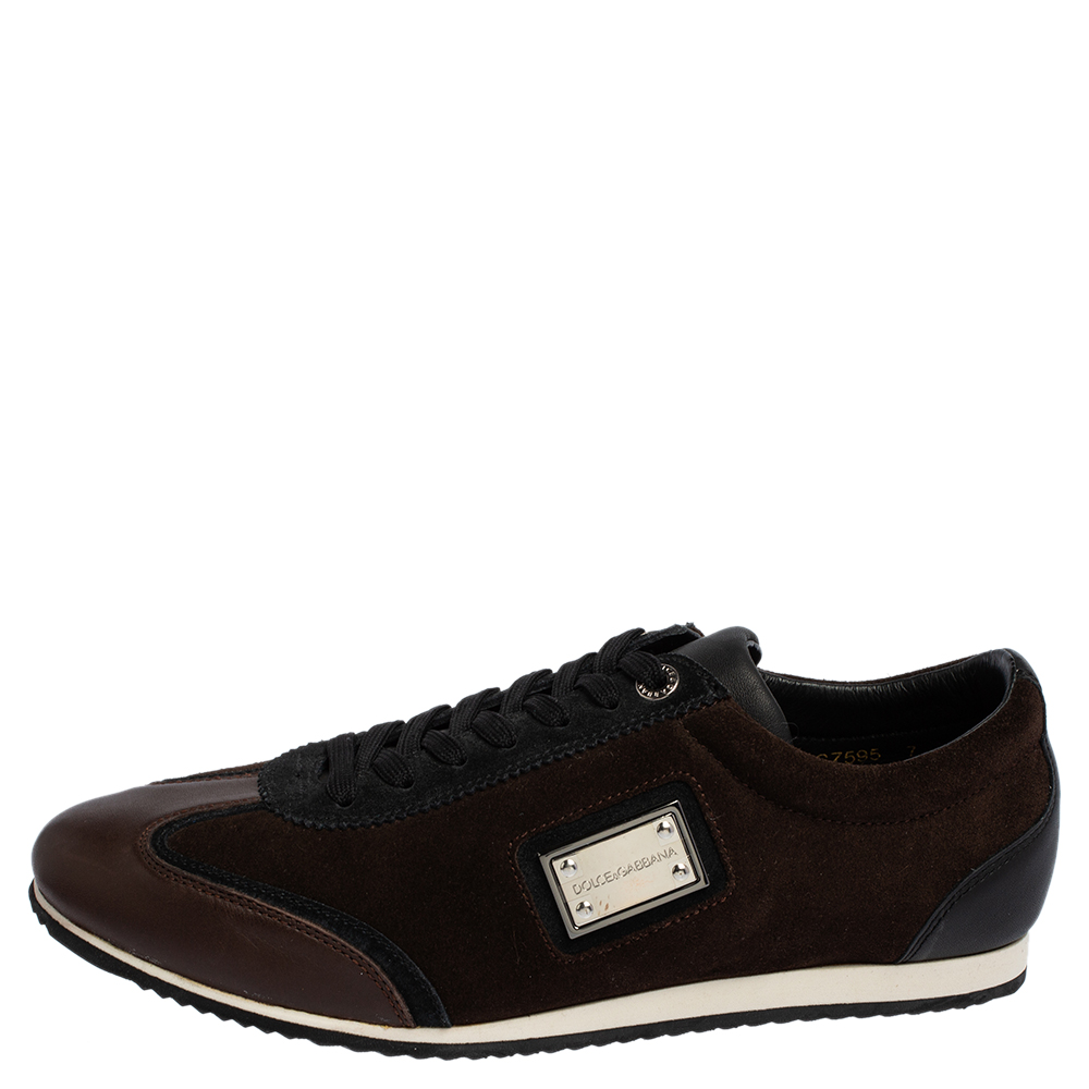 

Dolce & Gabbana Brown Suede And Leather Lace Up Sneakers Size