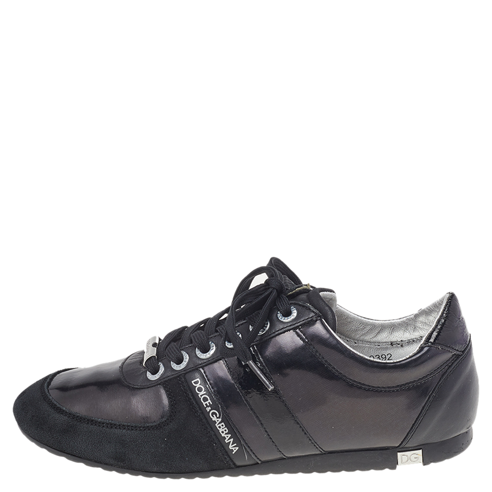 

Dolce & Gabbana Black Suede, Patent, and Leather Low Top Sneakers Size