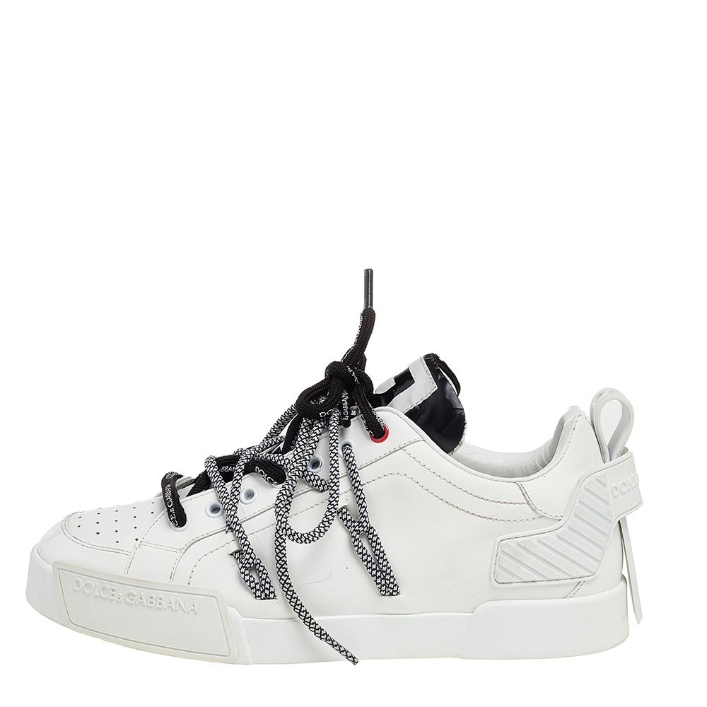 

Dolce & Gabbana White Leather Portofino Low Top Sneakers Size
