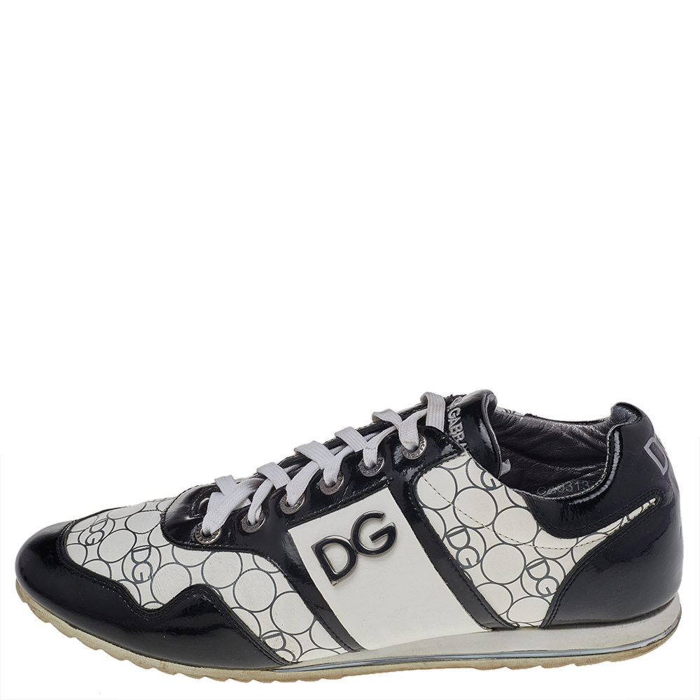 

Dolce & Gabbana Black/White Patent And Leather Low Top Sneakers Size