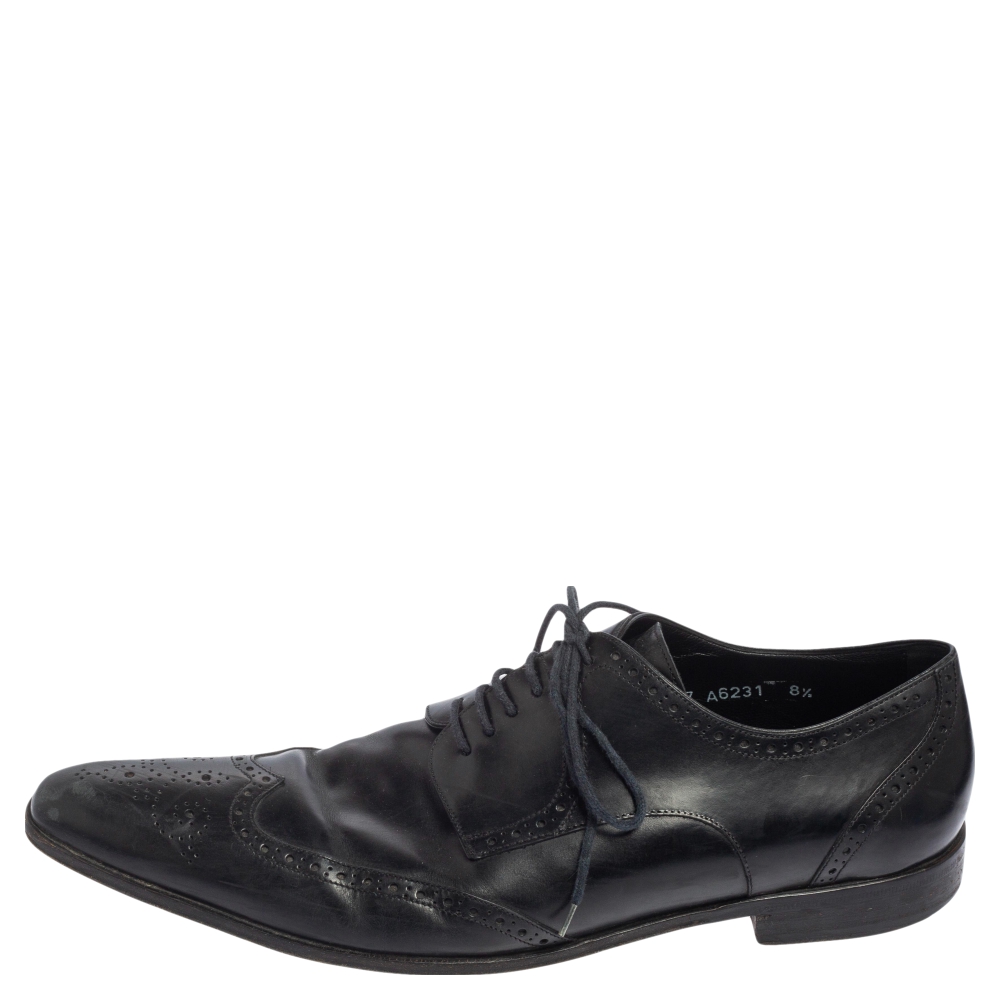 

Dolce & Gabbana Black Brogue Leather Lace Oxfords Size