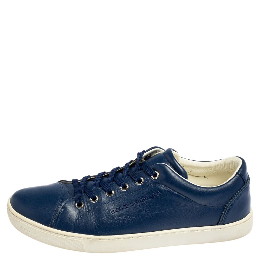 

Dolce & Gabbana Blue Leather Low Top Sneakers Size