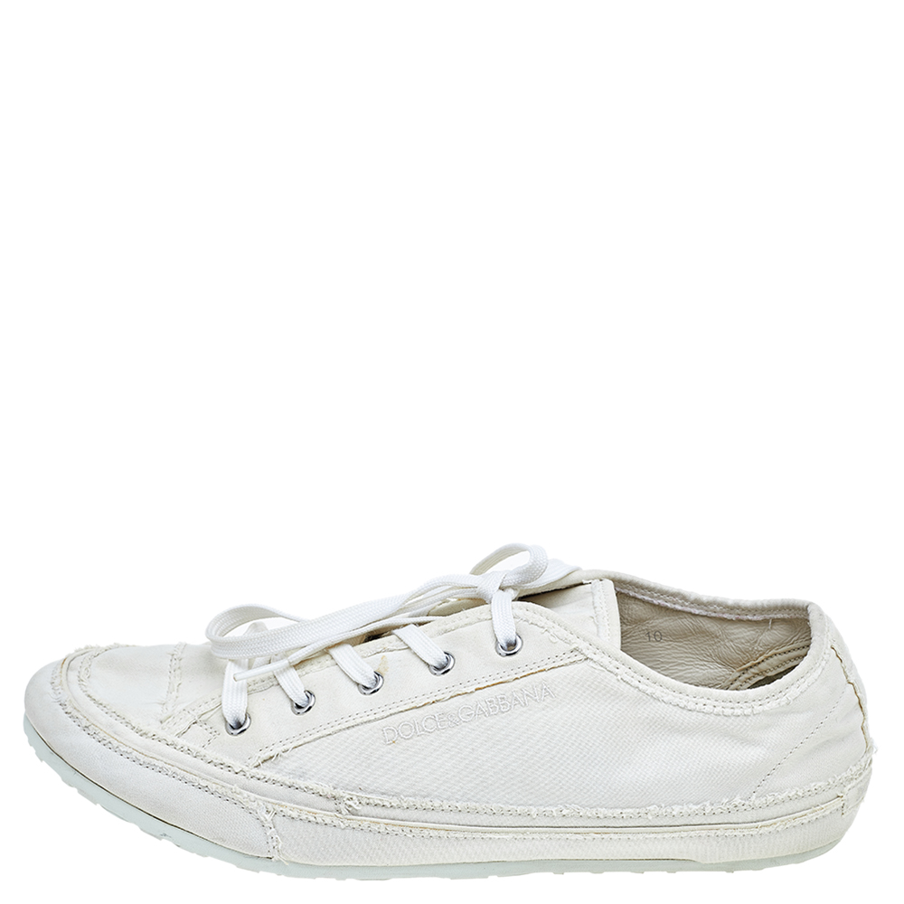 

Dolce & Gabbana Cream Canvas Low Top Sneakers Size