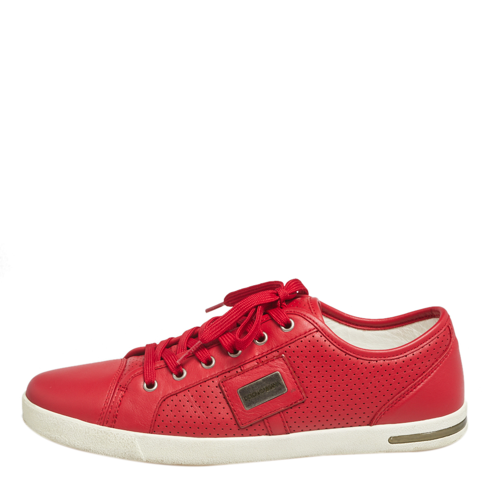 

Dolce & Gabbana Red Leather Low Top Sneakers Size