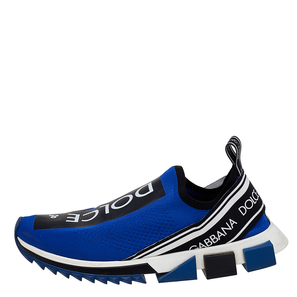 

Dolce & Gabbana Blue/Black Fabric Sorrento Slip on Sneakers Size