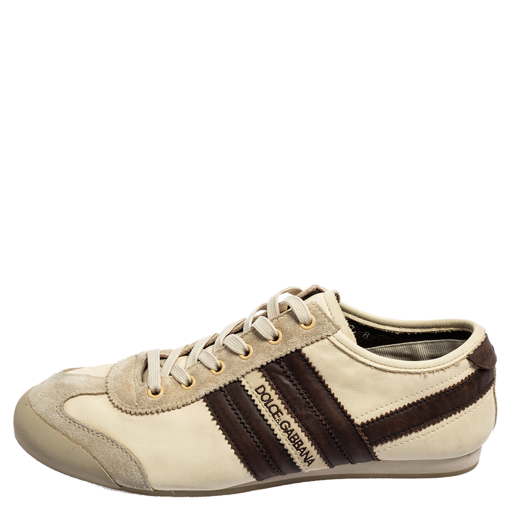 

Dolce & Gabbana Beige/Brown Leather and Suede Low Top Sneakers Size