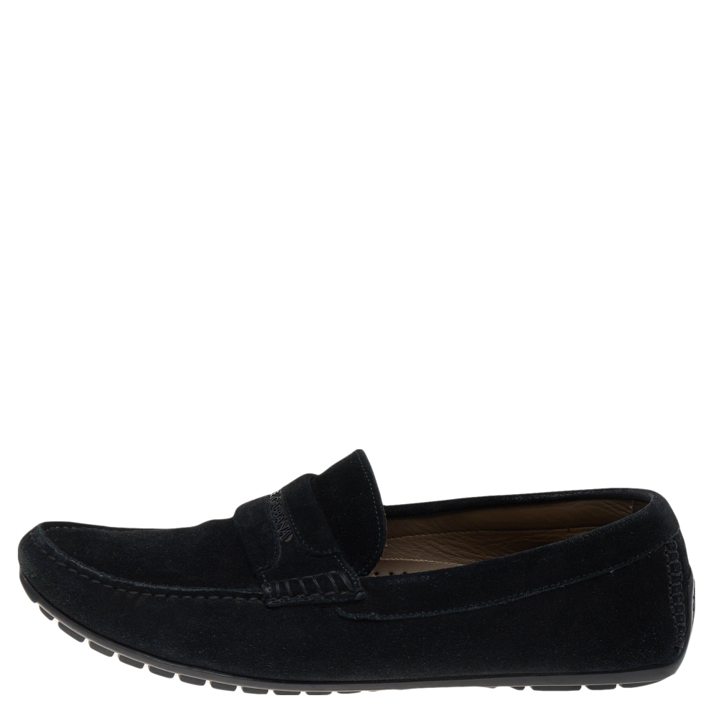 

Dolce & Gabbana Black Suede Slip On Loafers Size
