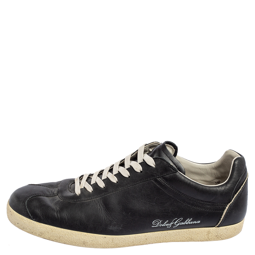 

Dolce & Gabbana Black Leather Low Top Sneakers Size