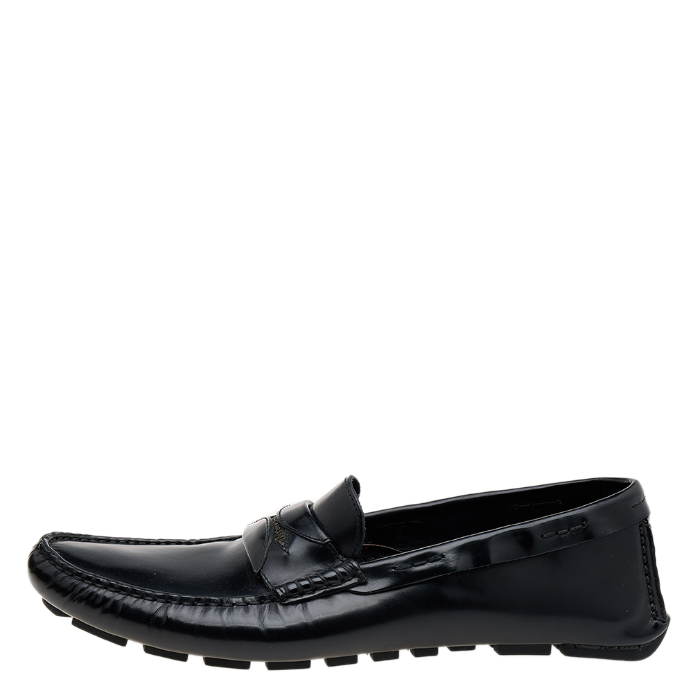 

Dolce & Gabbana Black Leather Slip On Loafers Size
