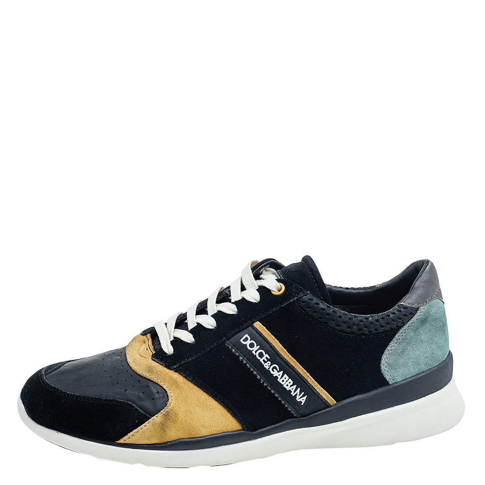

Dolce & Gabbana Multicolor Leather And Suede Low Top Sneakers Size