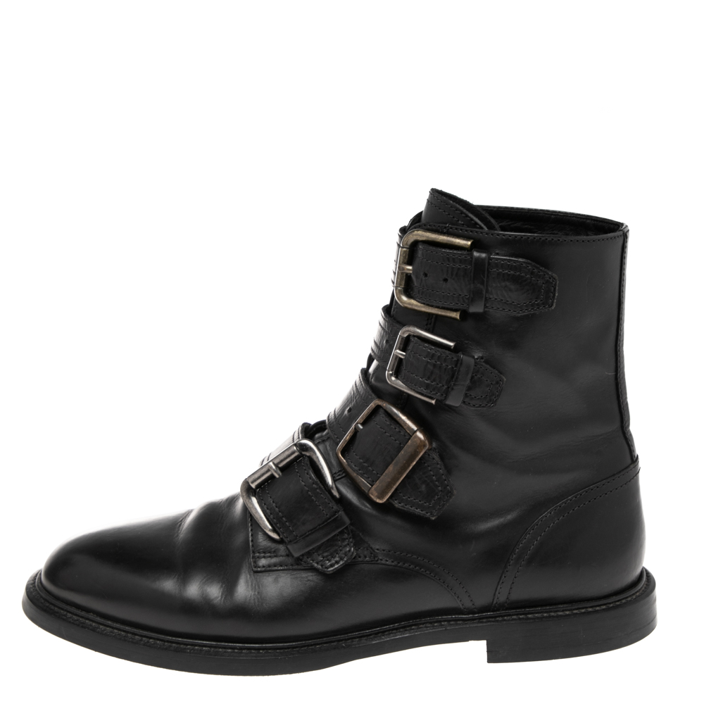 

Dolce & Gabbana Black Leather Combat Boots Size