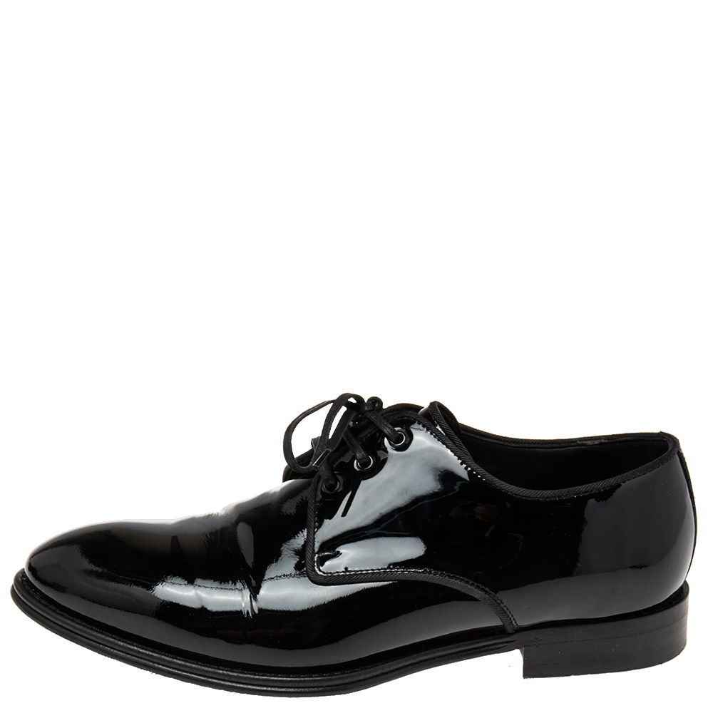 

Dolce & Gabbana Black Patent Leather Lace Up Derby Size