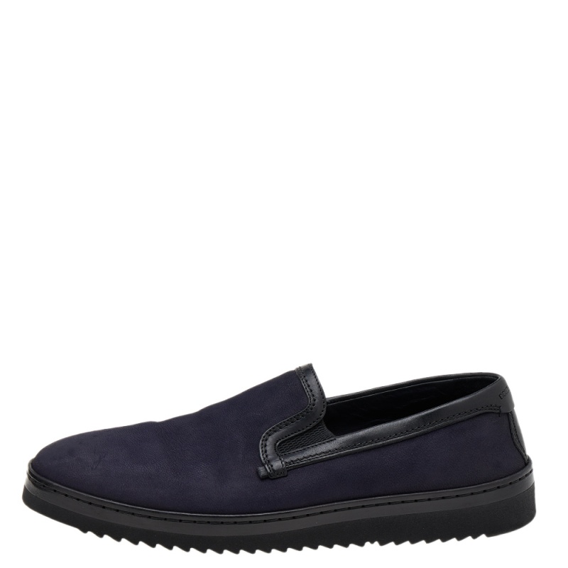 

Dolce & Gabbana Navy Blue/Black Leather Slip On Sneakers Size