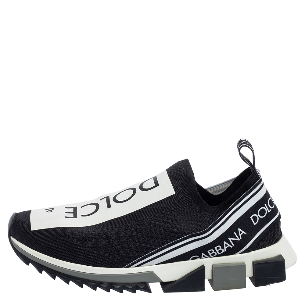 

Dolce & Gabbana Black/White Knit Fabric Sorrento Sneakers Size