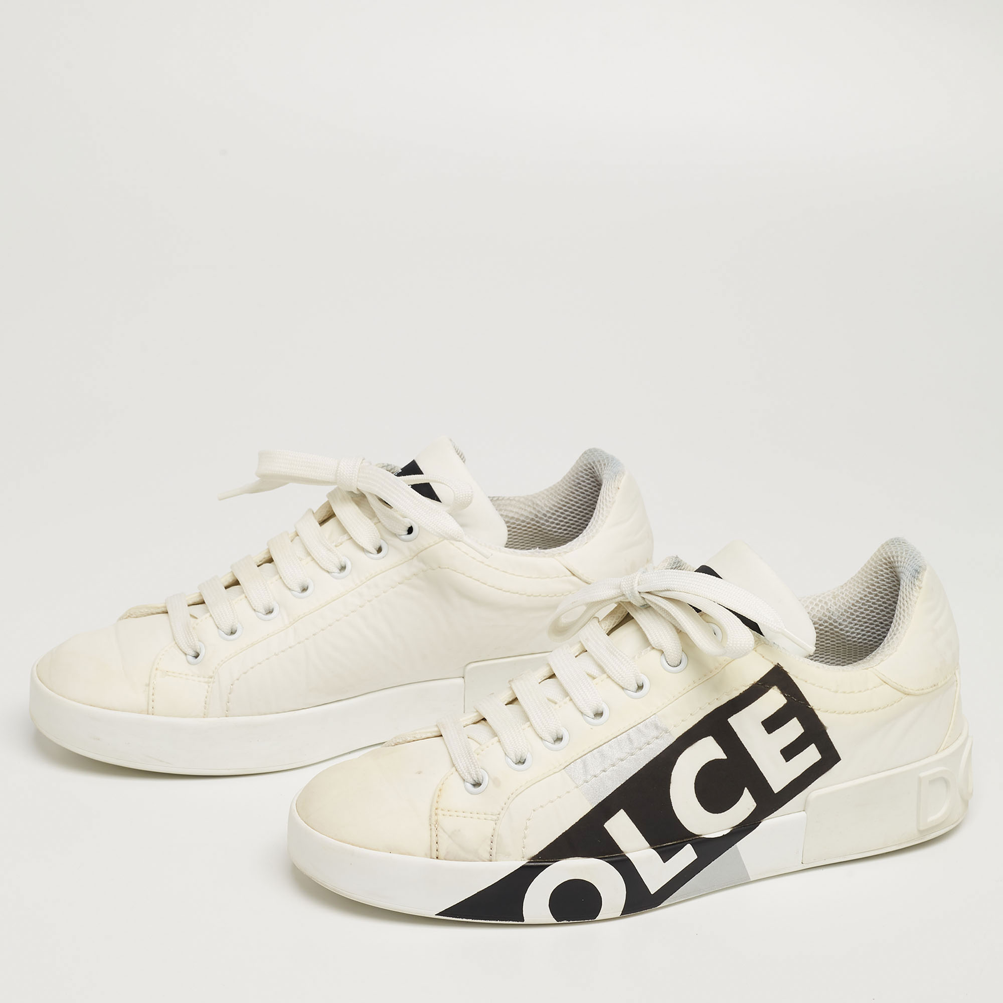 

Dolce & Gabbana White Nylon Portofino Low Top Sneakers Size