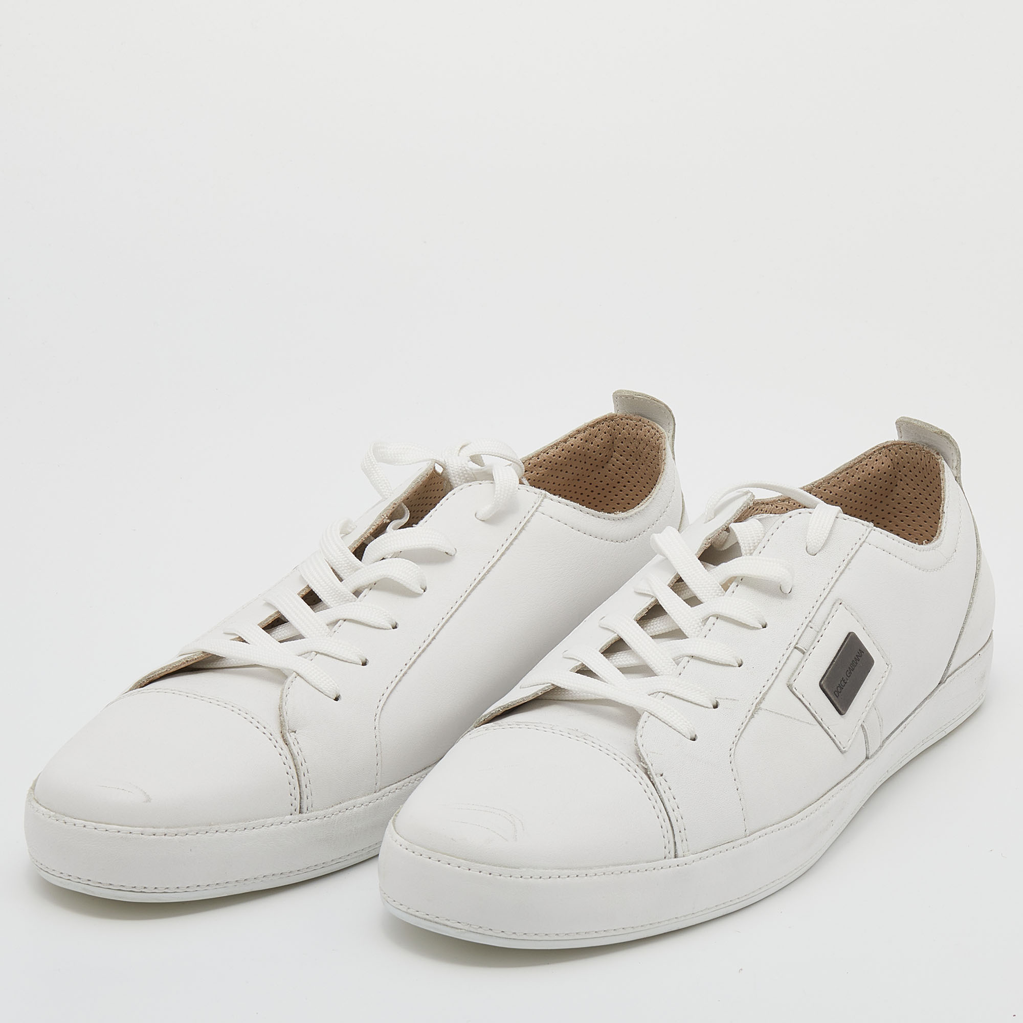 

Dolce & Gabbana White Leather Low Top Sneakers Size