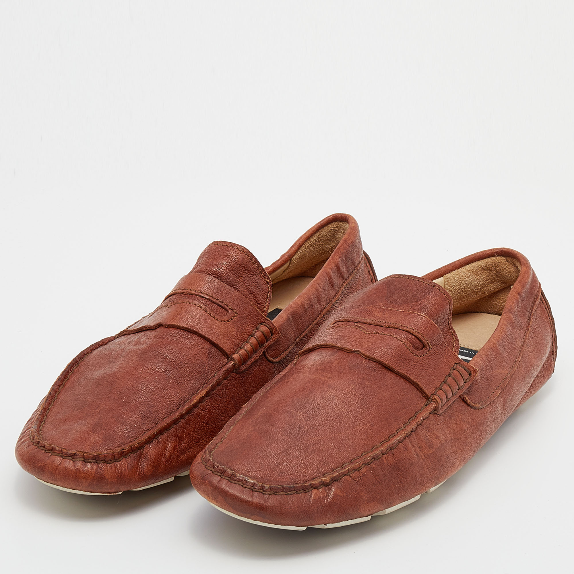 

Dolce & Gabbana Brown Leather Slip on Loafers Size