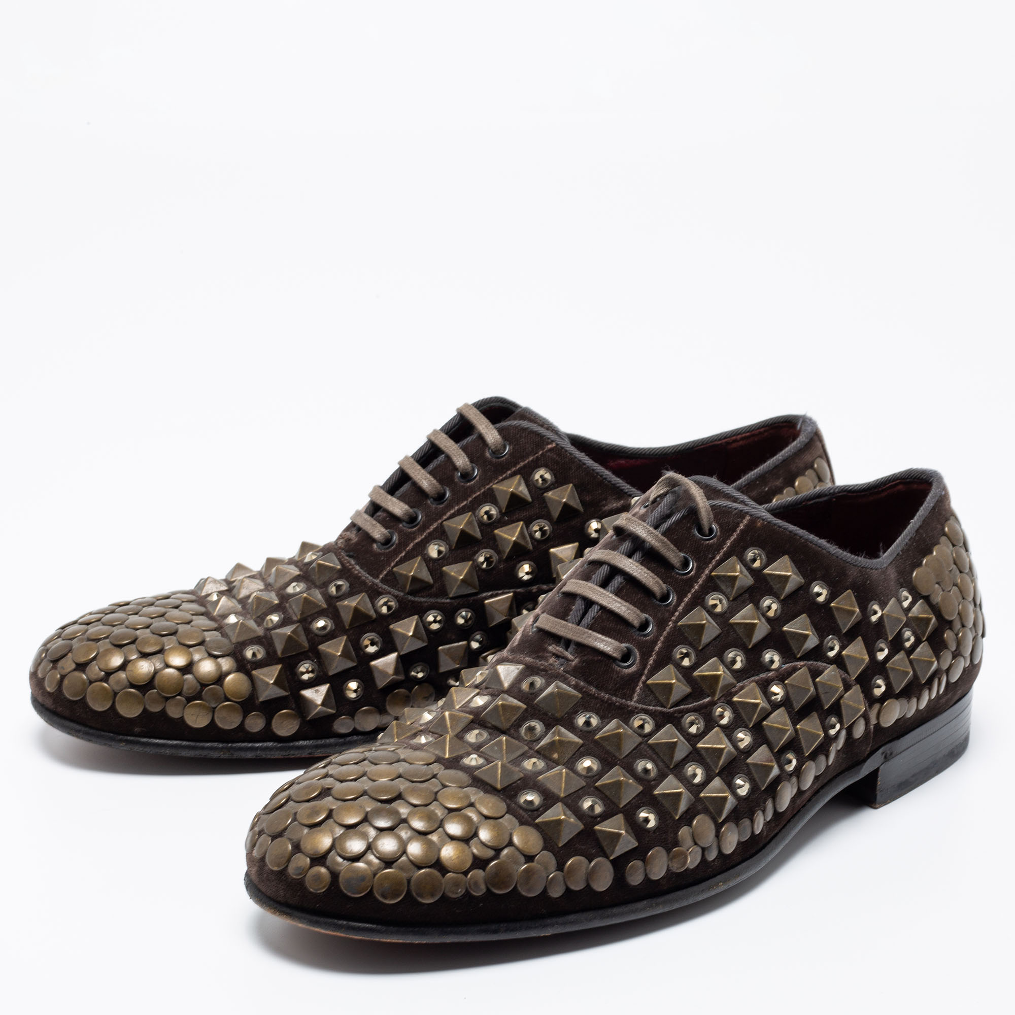 

Dolce & Gabbana Brown Velvet Lace Up Oxfords Size