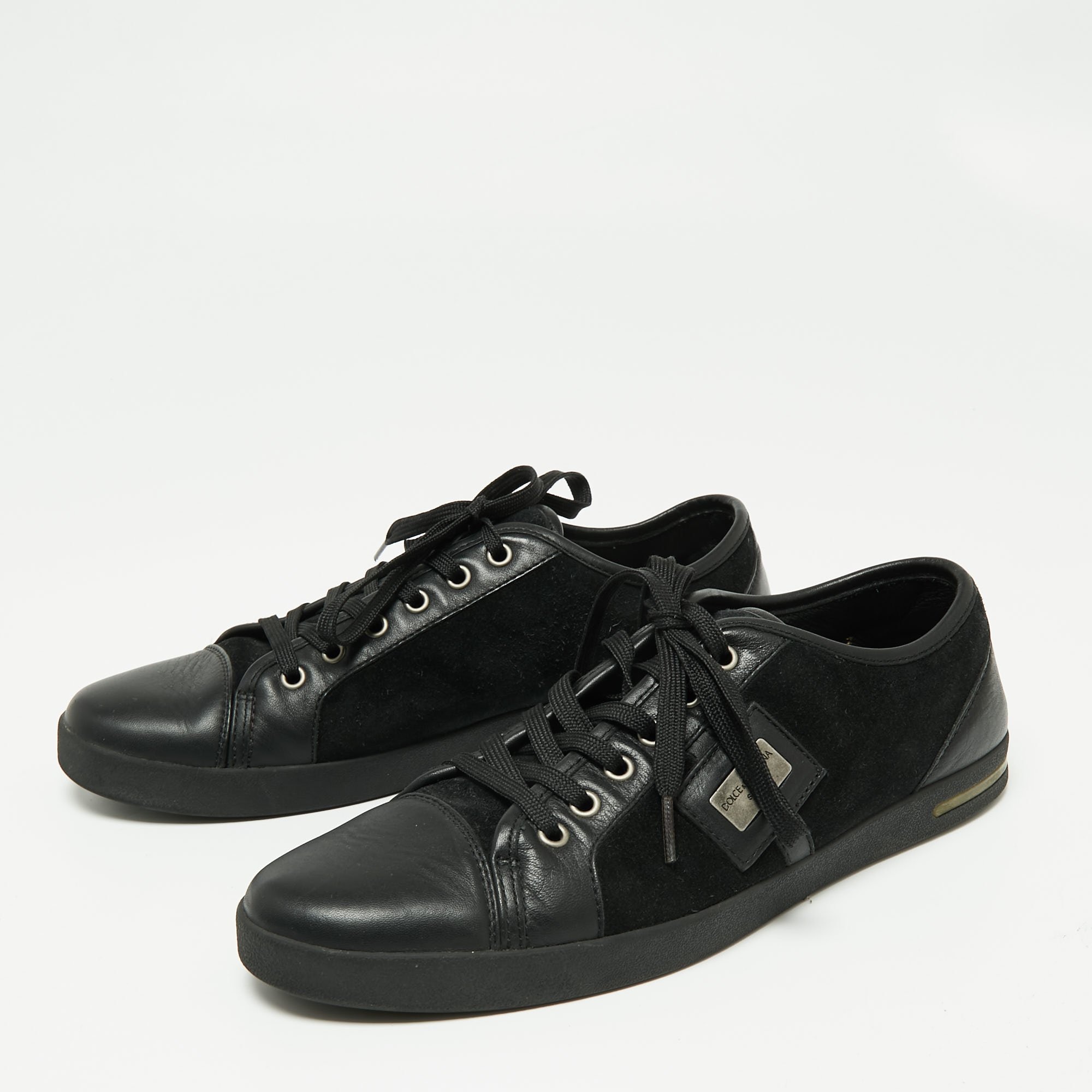 

Dolce & Gabbana Black Leather and Suede Low-Top Sneakers Size