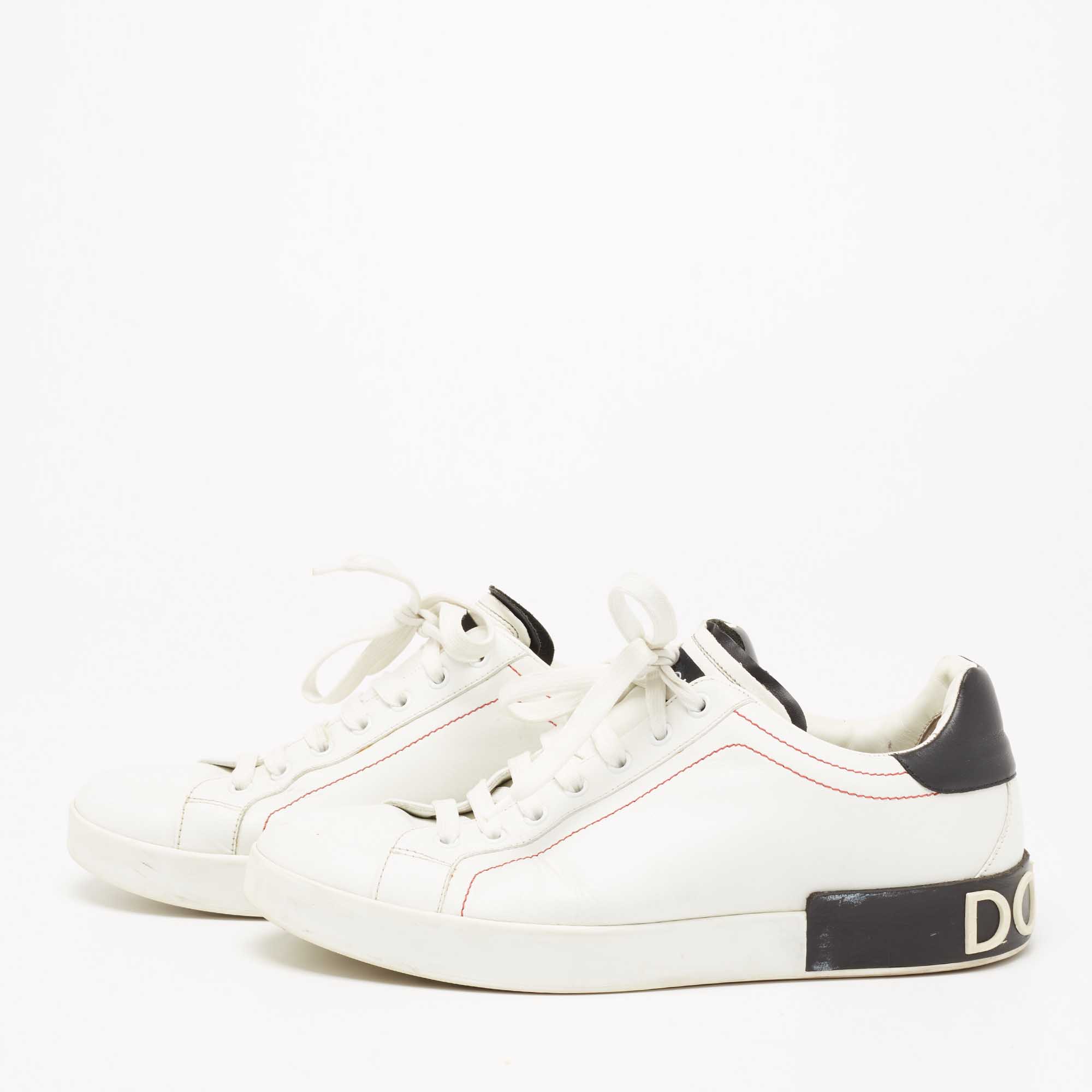 

Dolce & Gabbana Black/White Nappa Leather Portofino Sneakers Size