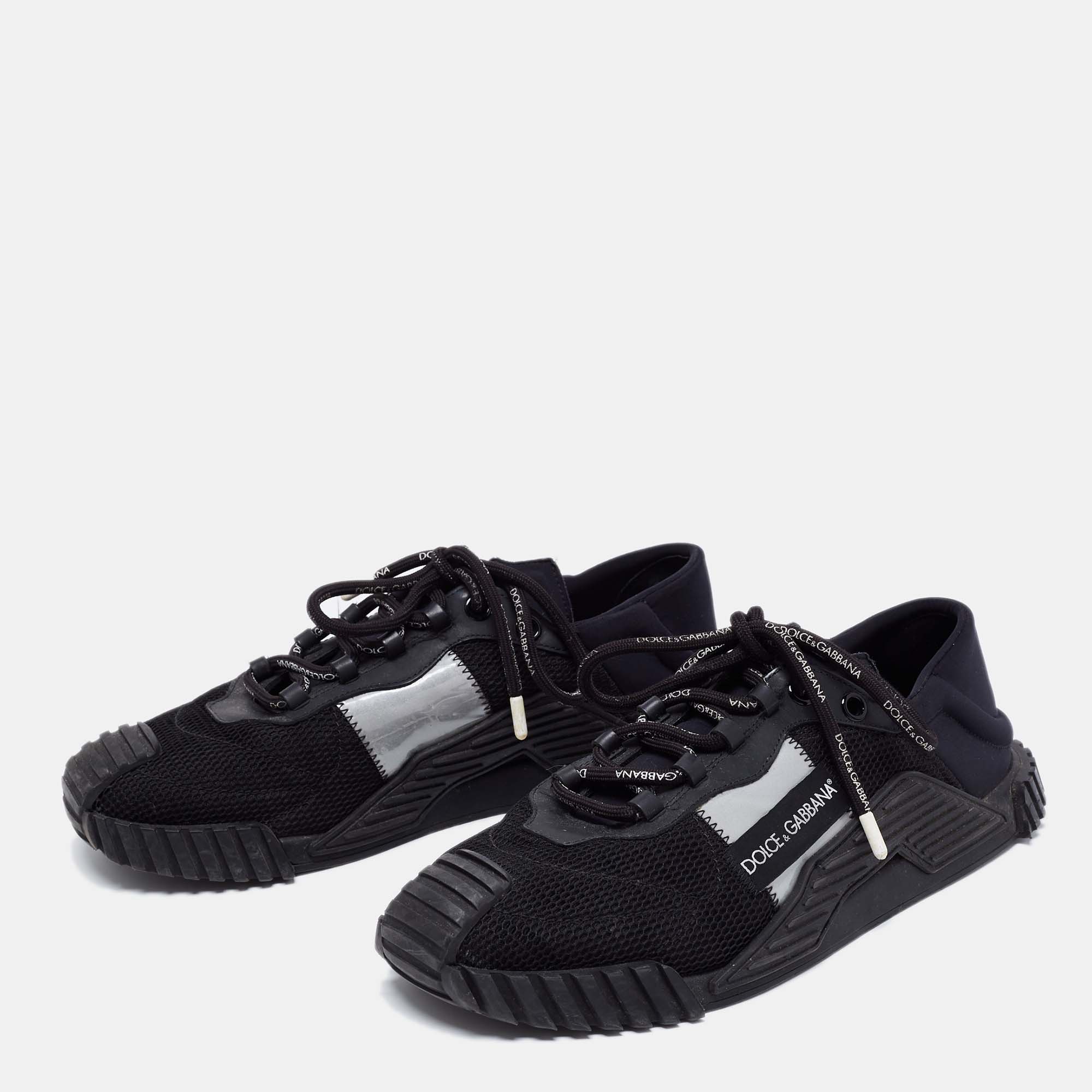 

Dolce & Gabbana Black Mesh And Leather Low Top Sneakers Size