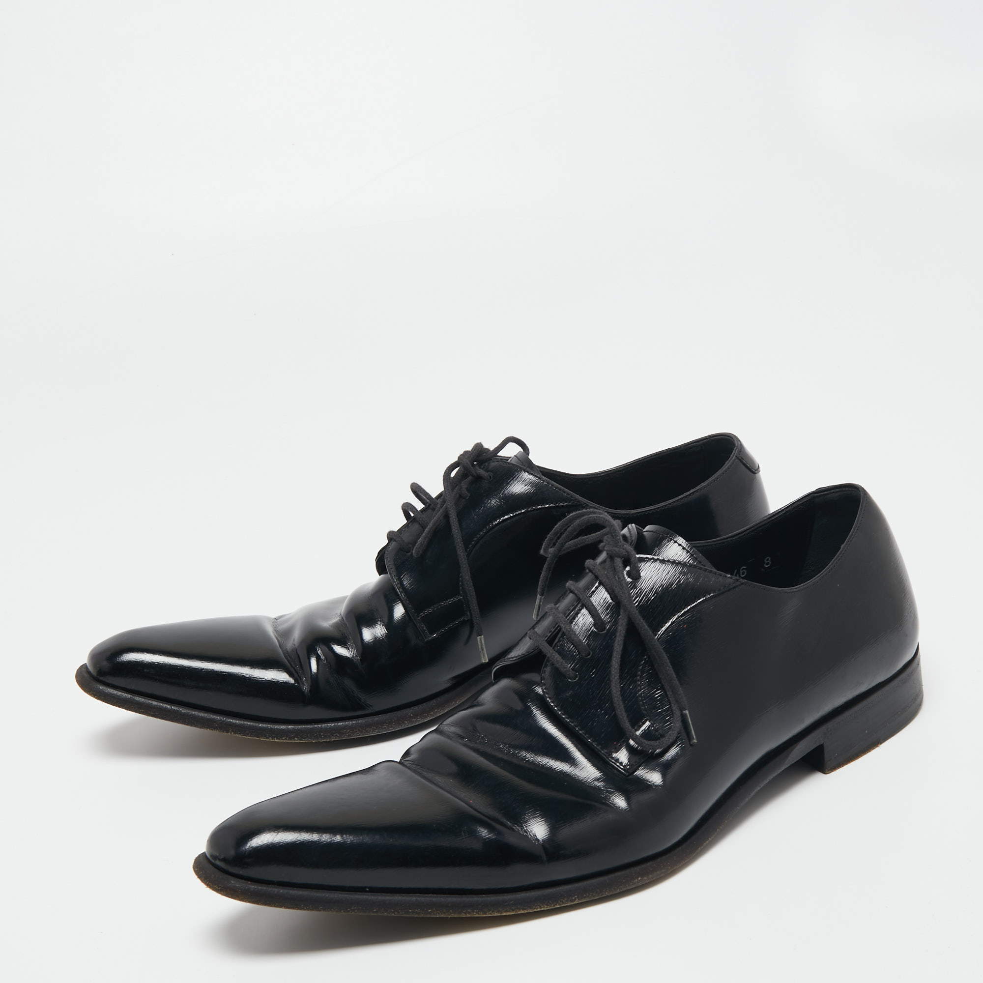 

Dolce & Gabbana Black Patent Leather Pointed Toe Derby Size