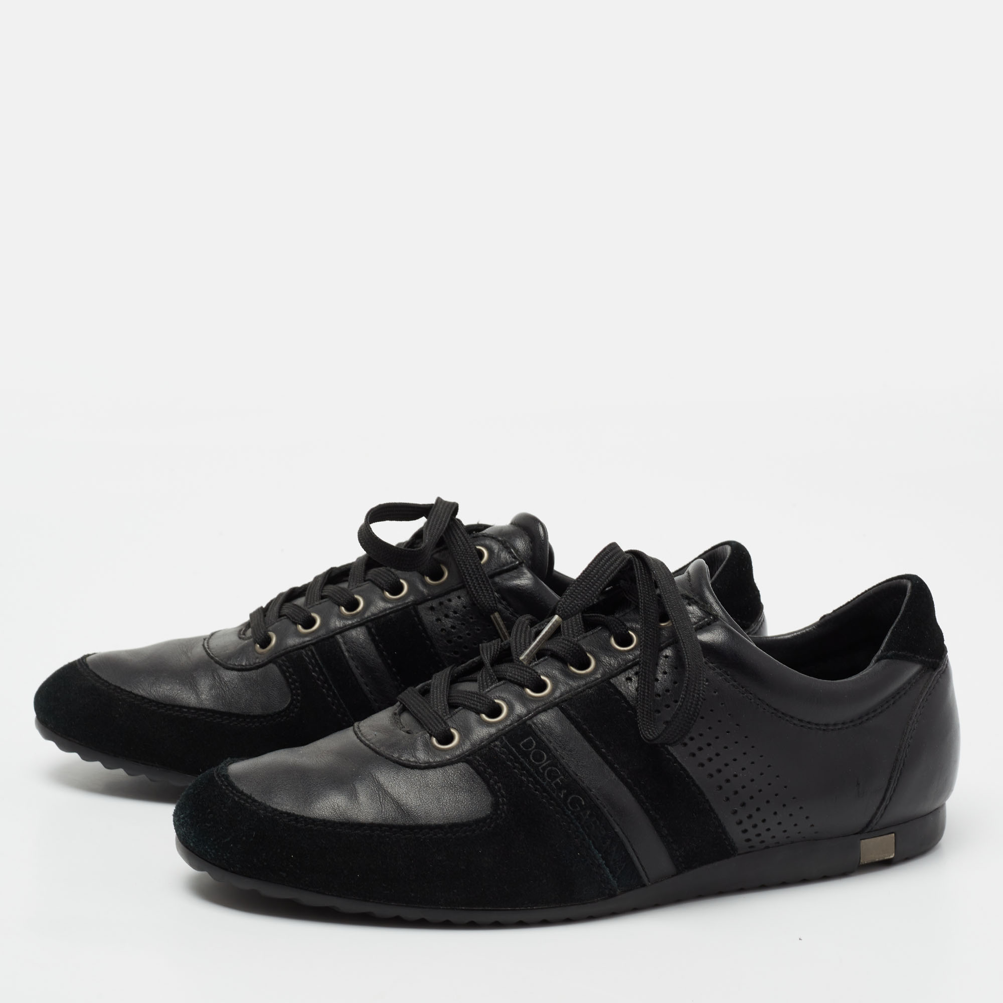 

Dolce & Gabbana Black Leather and Suede Low-Top Sneakers Size