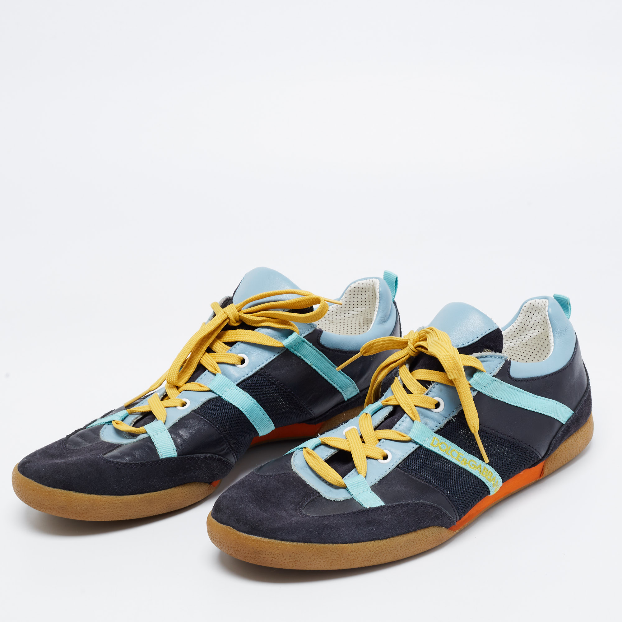 

Dolce & Gabbana Multicolor Leather, Suede and Mesh Low-Top Sneakers Size