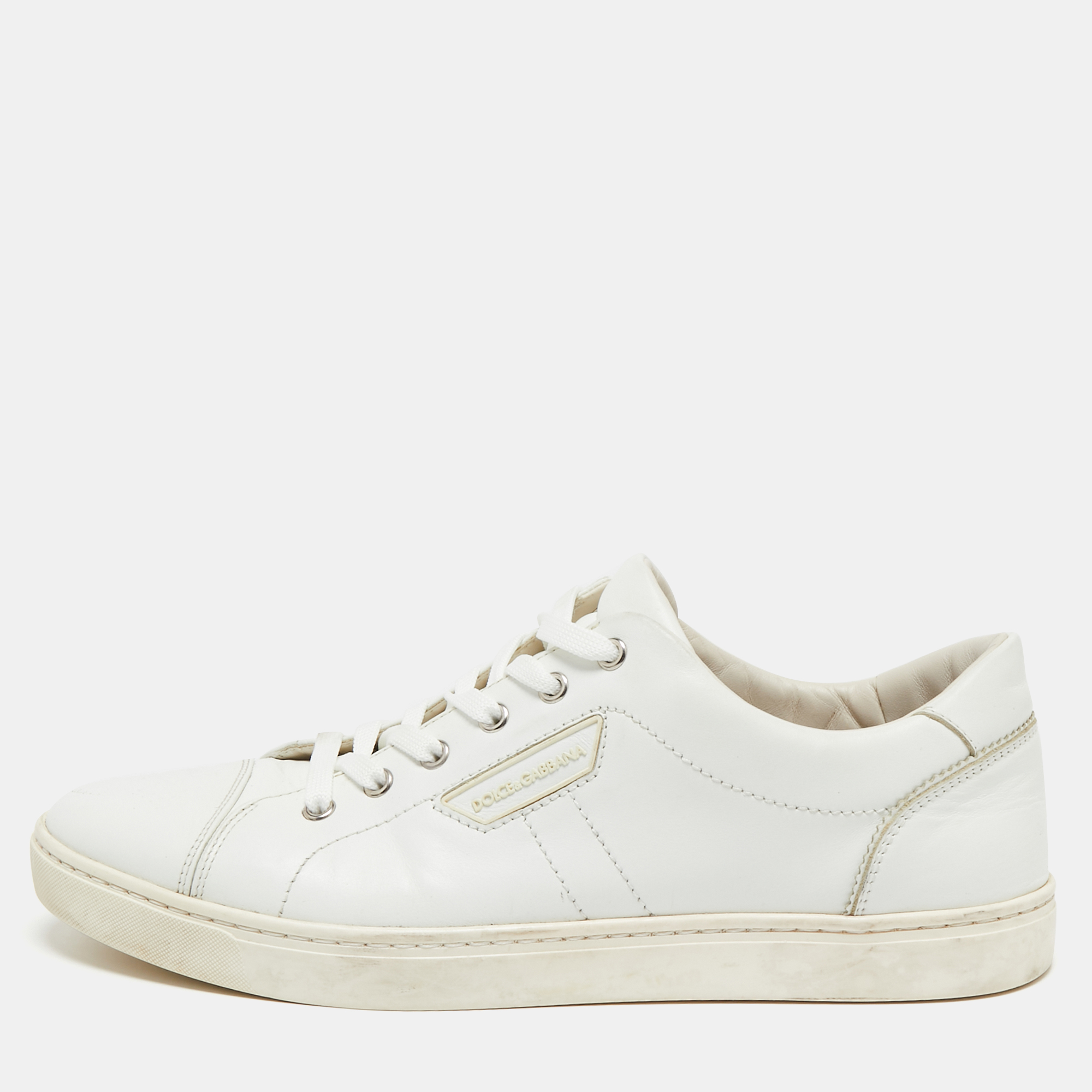 

Dolce & Gabbana White Leather Lace Up Sneakers Size 42