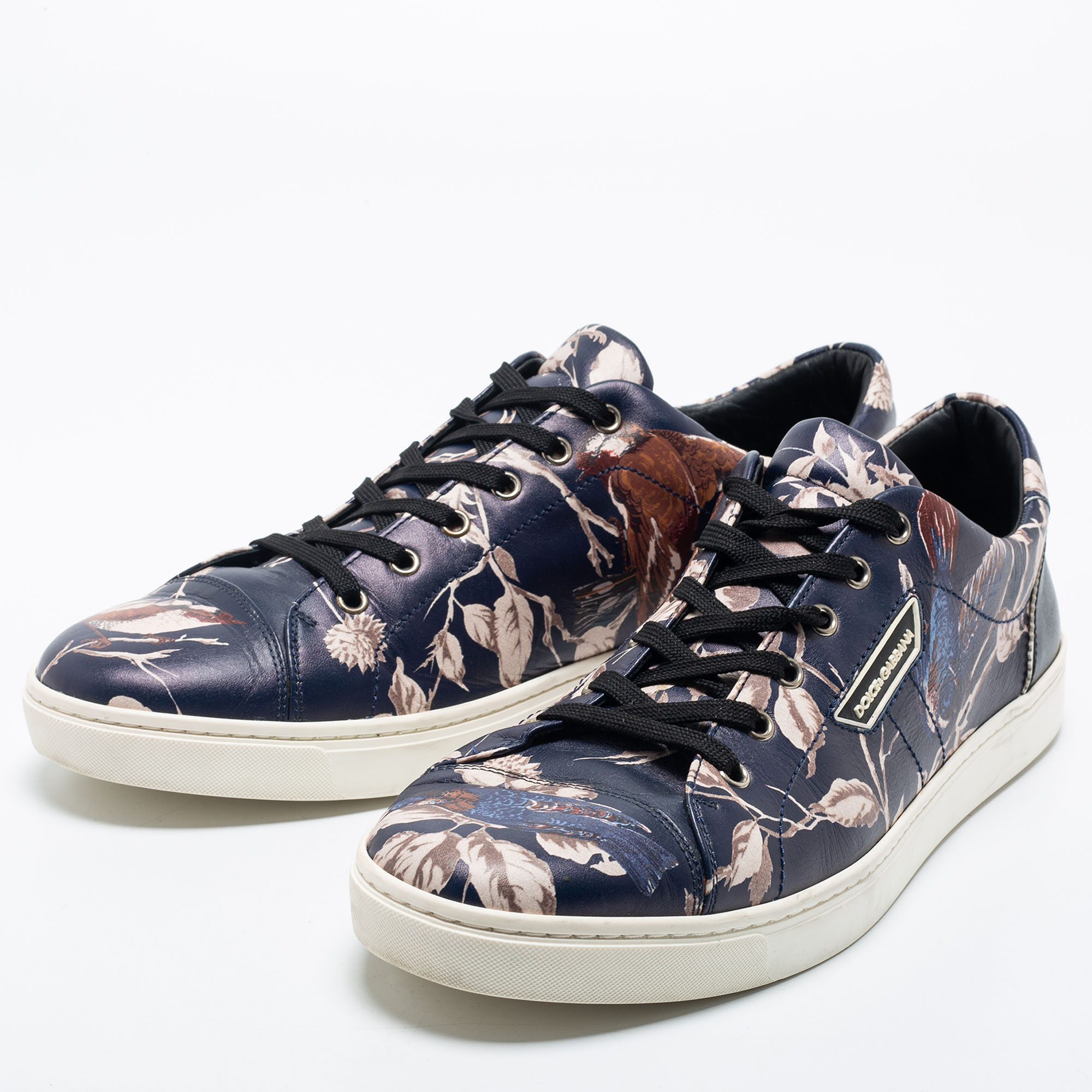 

Dolce & Gabbana Multicolor Floral Printed Leather Low Top Sneakers Sie