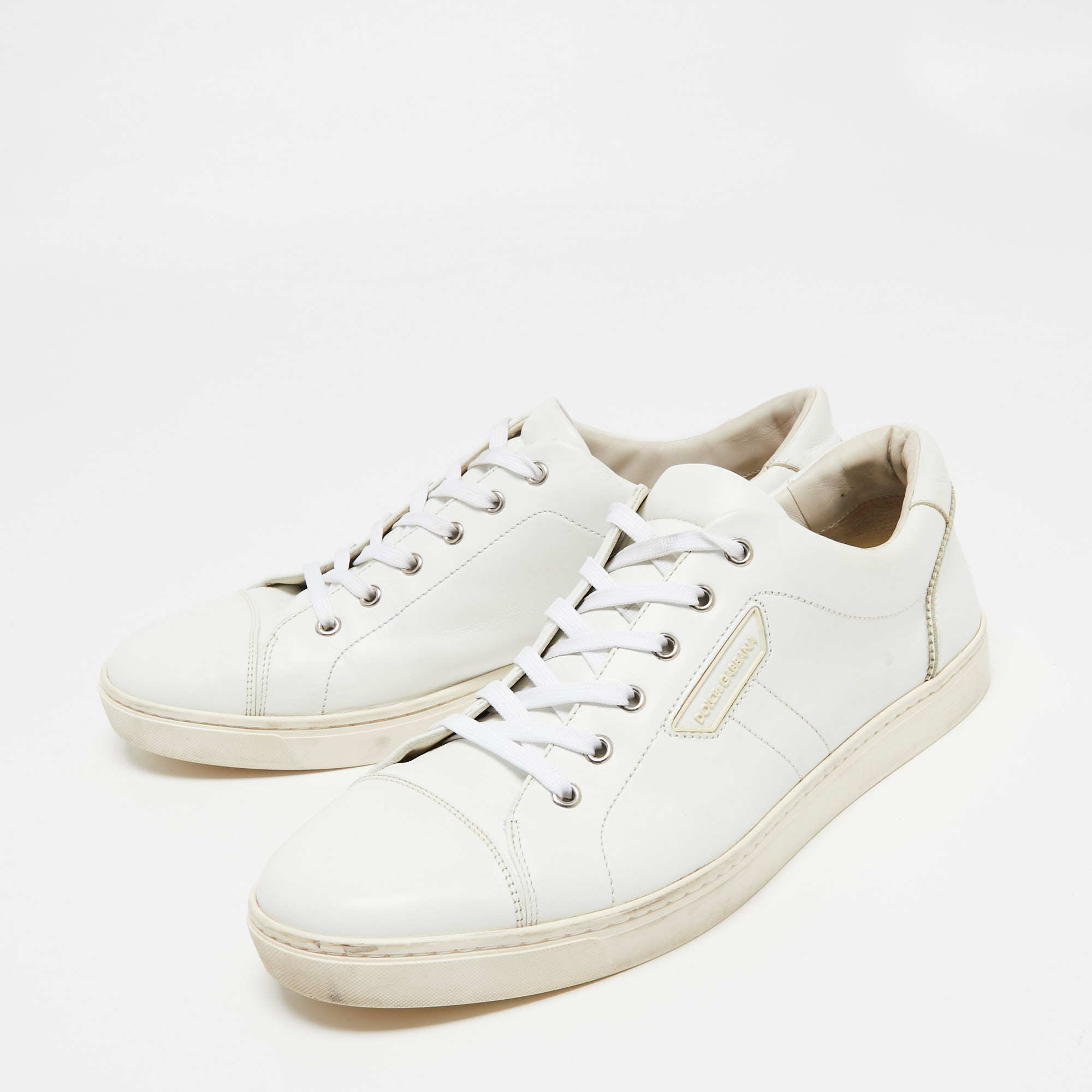 

Dolce & Gabbana White Leather Low Top Sneakers Size