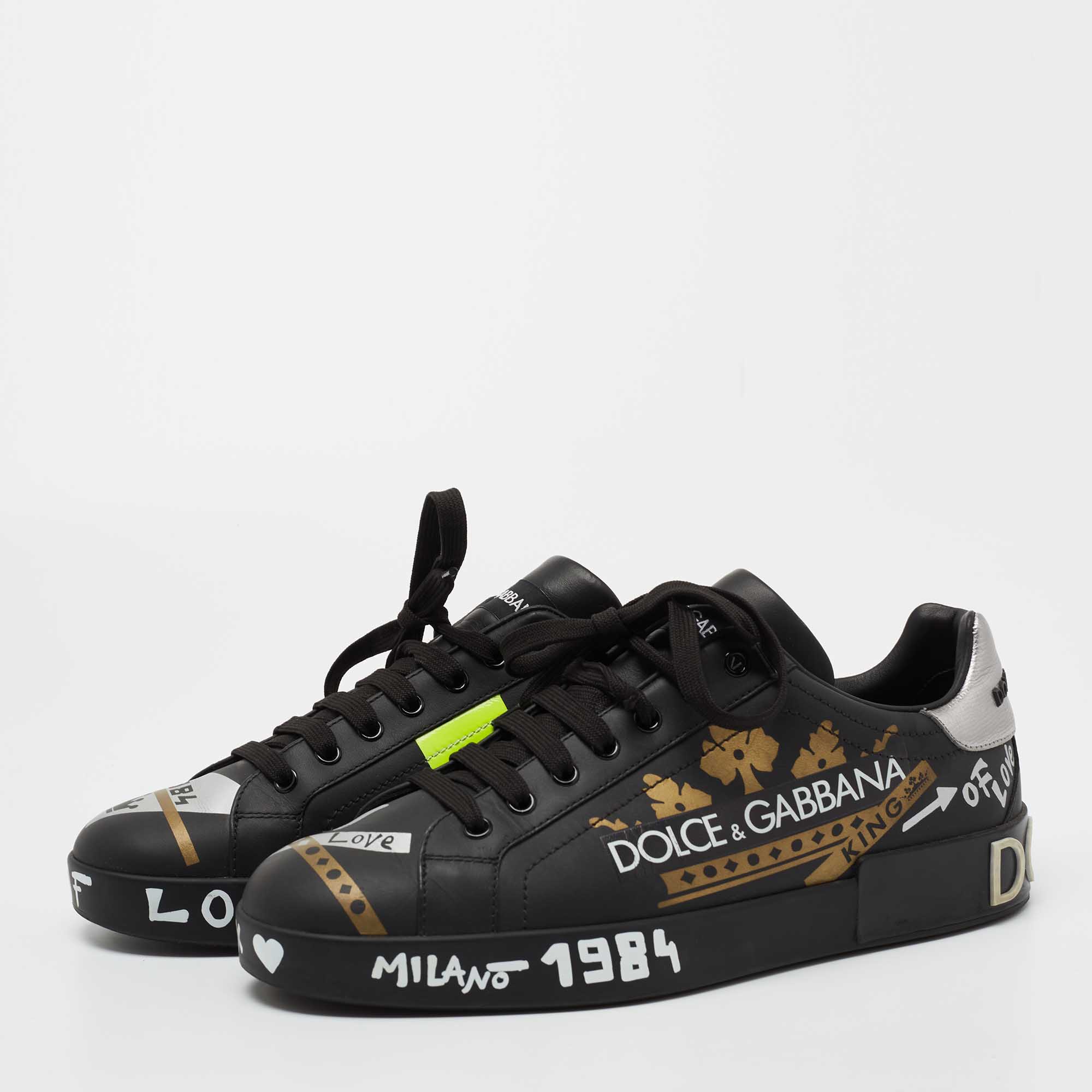 

Dolce & Gabbana Black Leather Low Top Sneakers Size