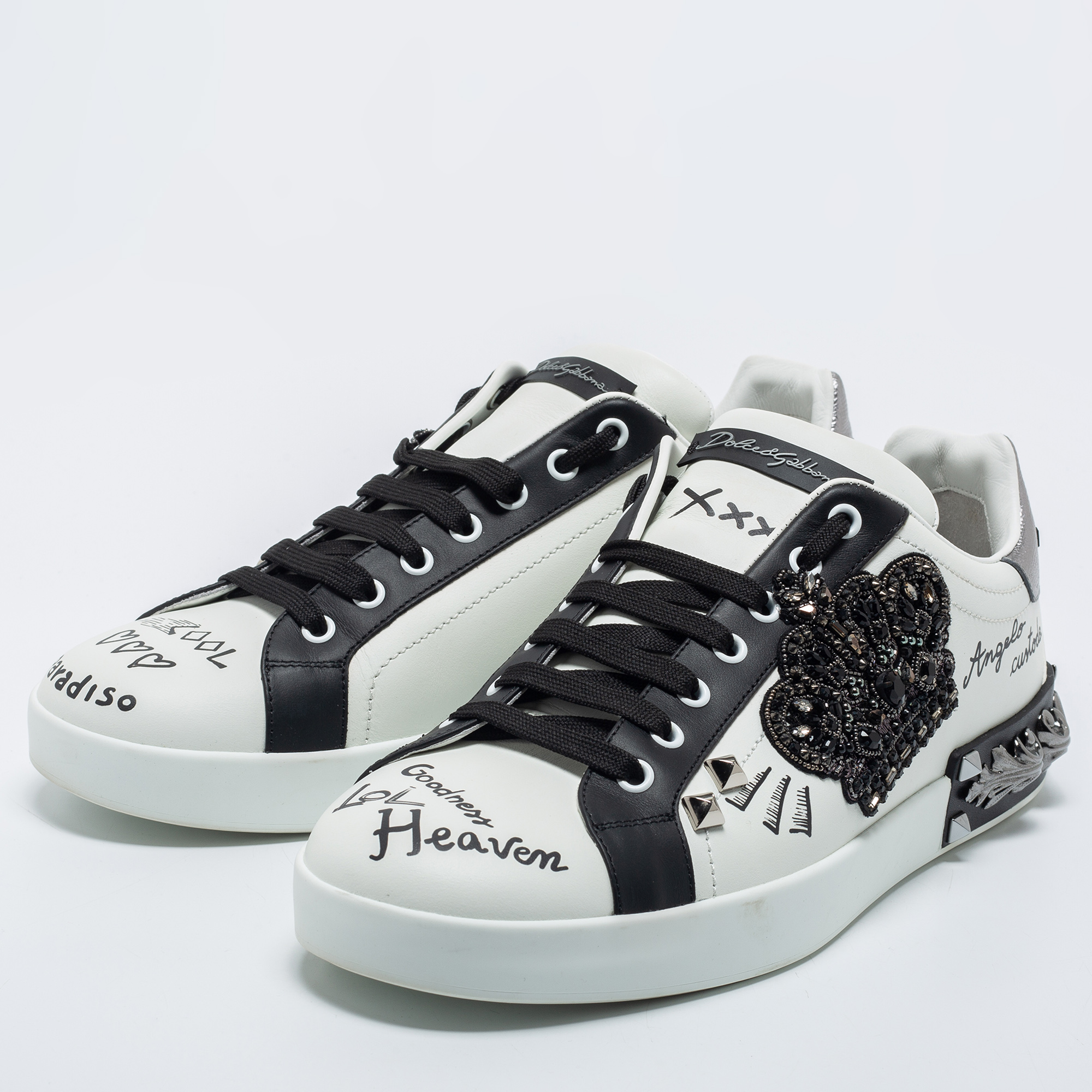 

Dolce & Gabbana White Leather Crown Patch Low Top Sneakers Size