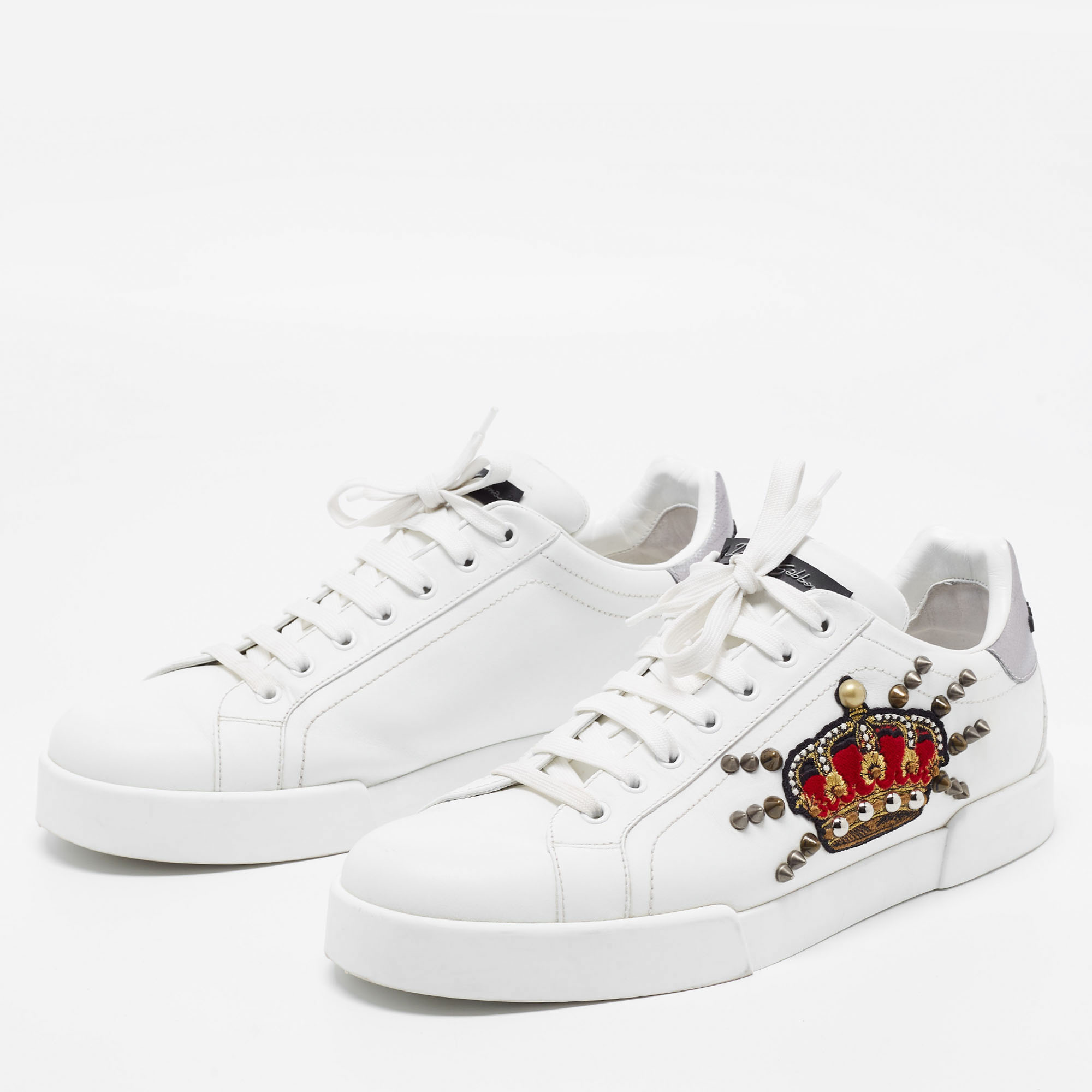 

Dolce & Gabbana White Leather Portofino Low Top Sneakers Size