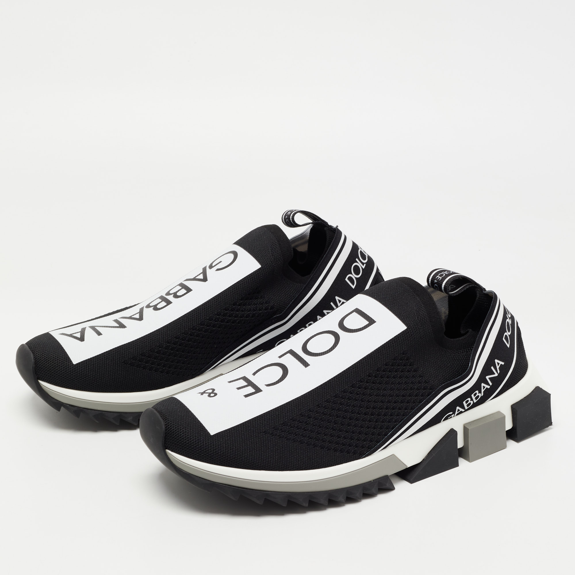 

Dolce & Gabbana Black Knit Fabric Sorrento Sneakers Size