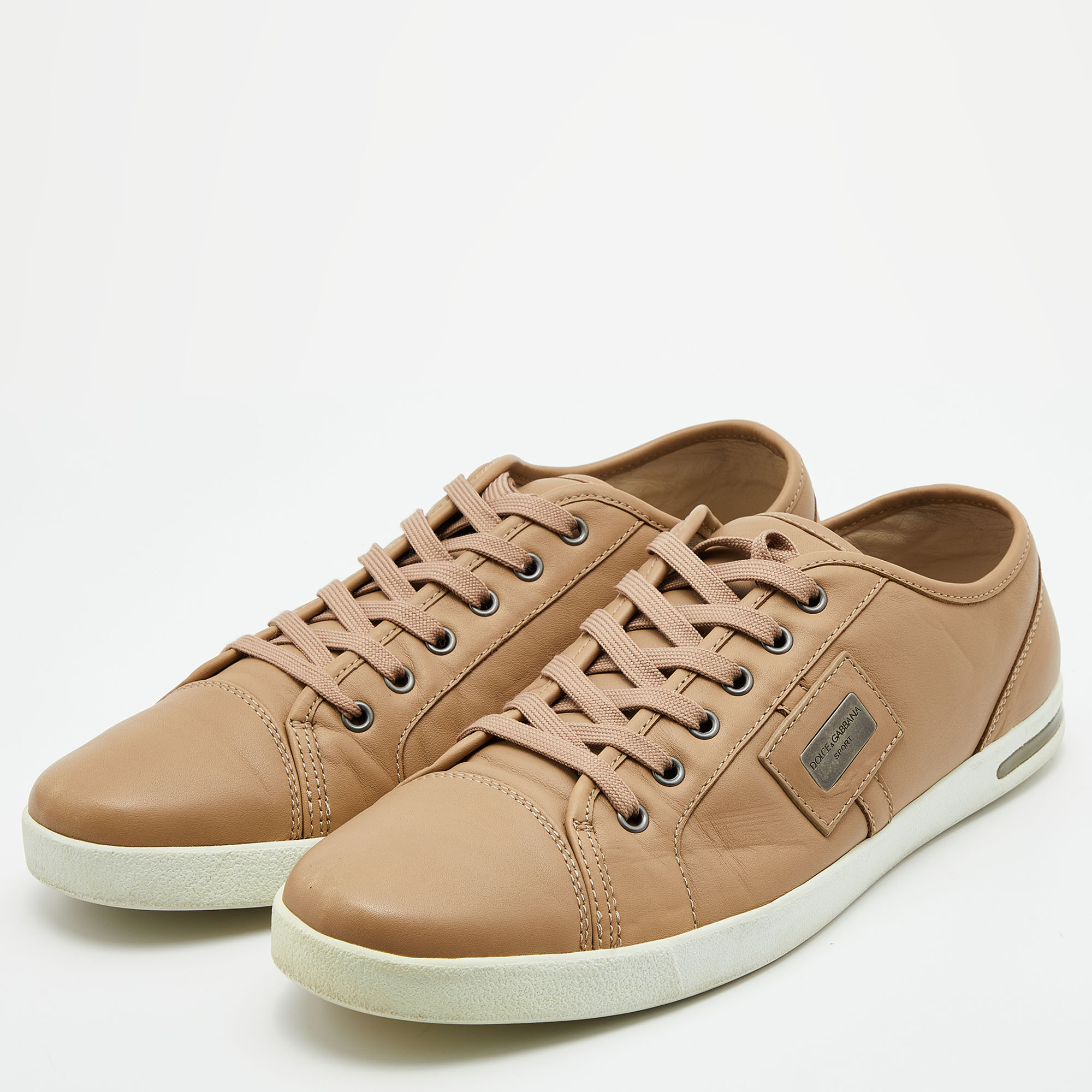 

Dolce & Gabbana Light Brown Leather Low Top Sneakers Size