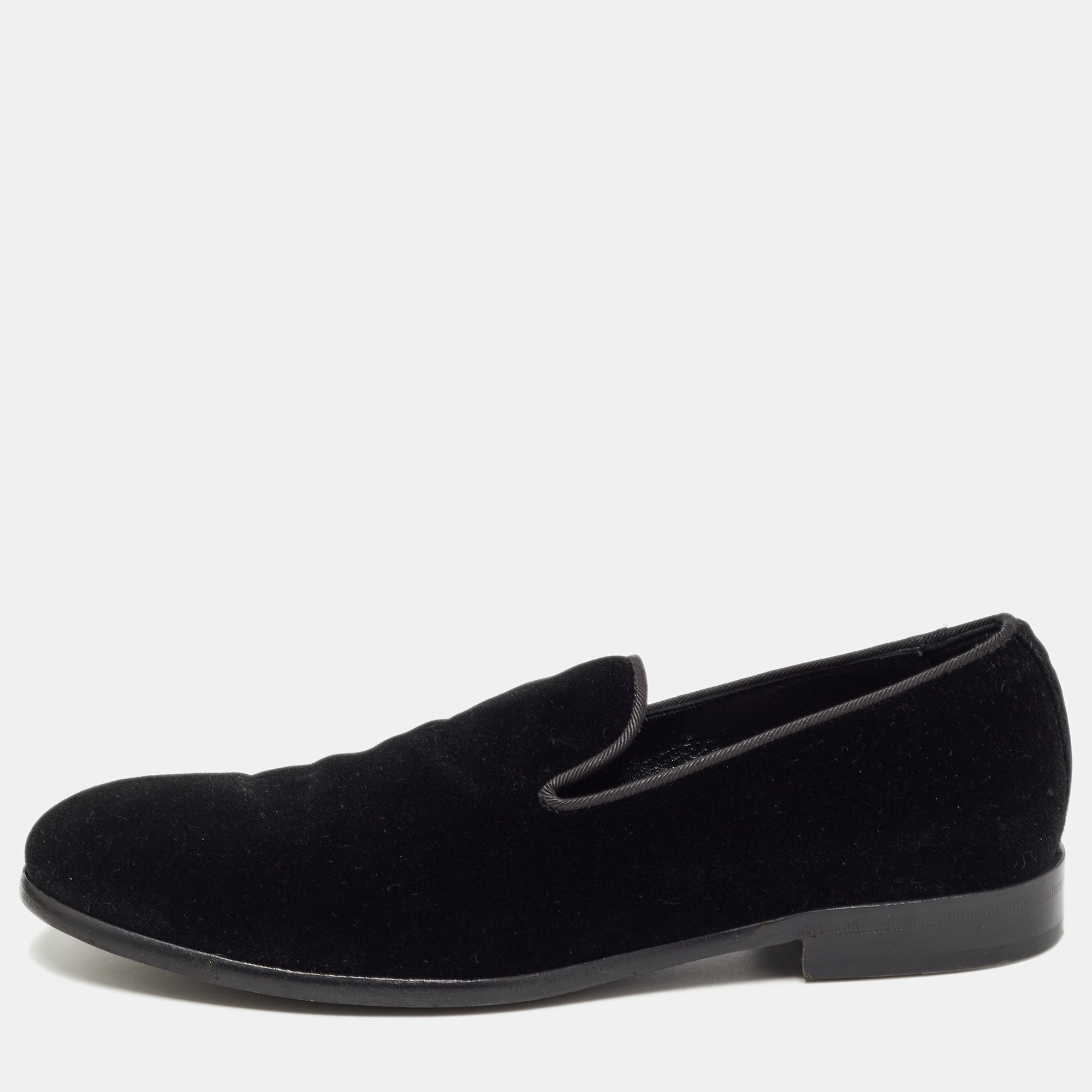 Pre-owned Dolce & Gabbana Black Velvet Slip On Loafers Size 41