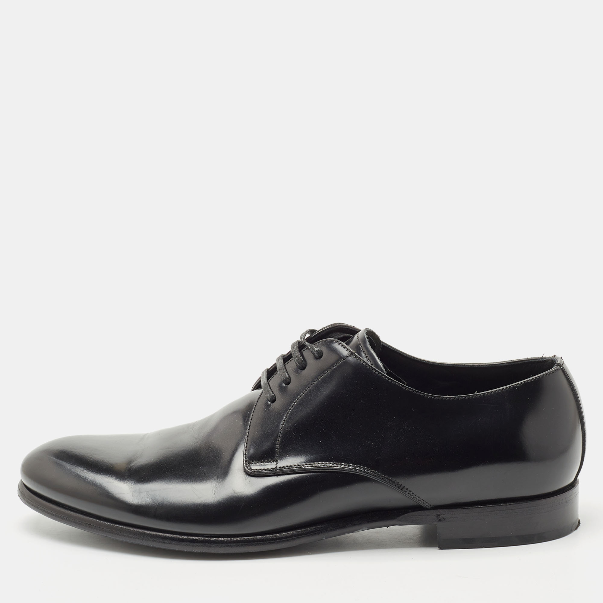Pre-owned Dolce & Gabbana Black Leather Lace-up Derby Size 42