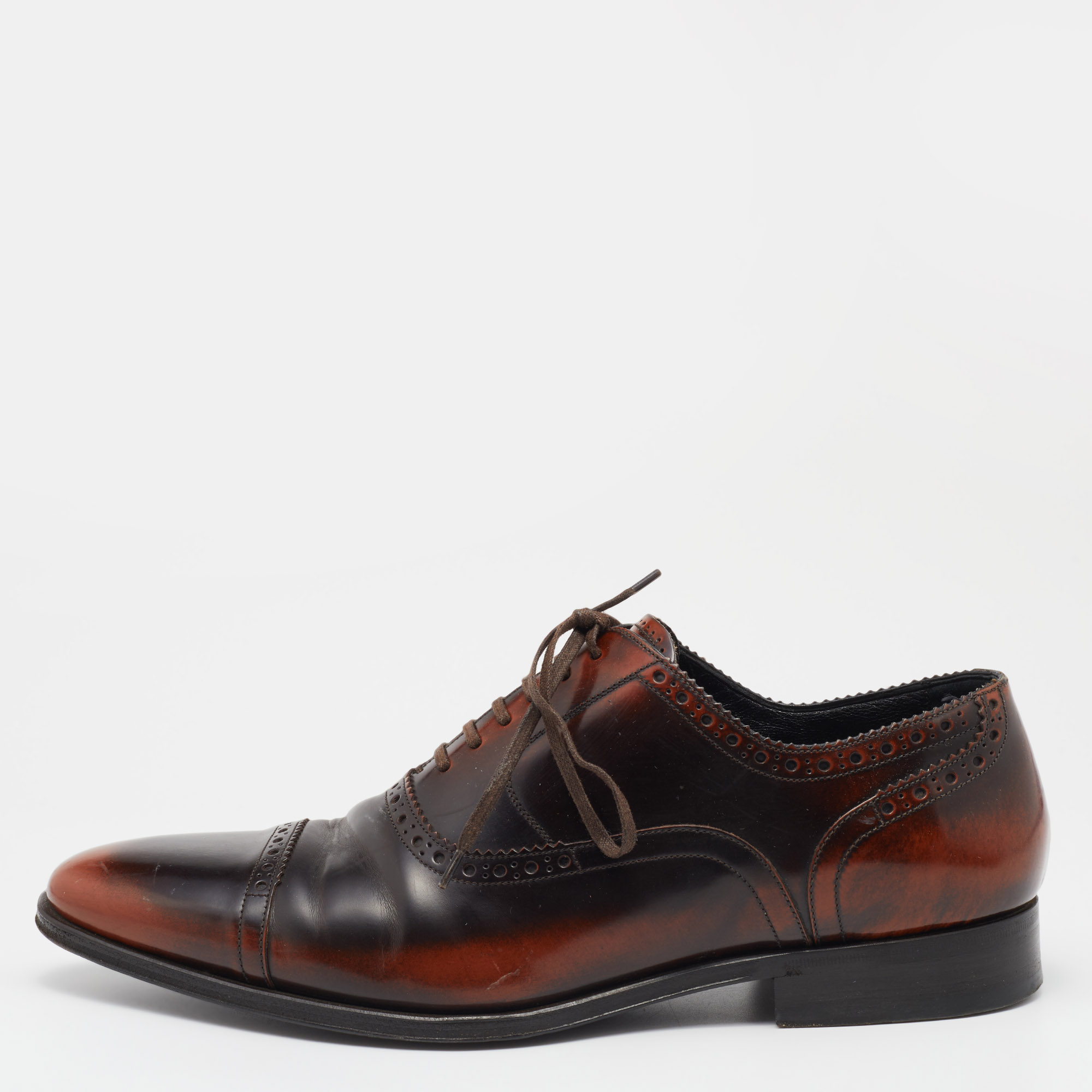 Pre-owned Dolce & Gabbana Brown Leather Brogue Lace Up Oxford Size 43
